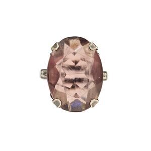 Amethyst Purple Glass Ring Sterling Silver Size 8.5